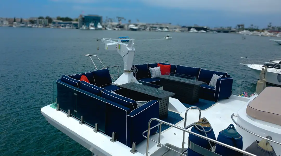 Full Circle Yacht remodeled top deck with Newport Harbor views